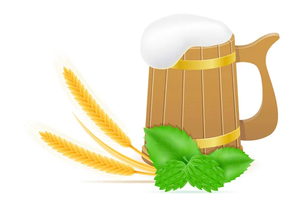 Luppolo e ingredienti di grano per fare illustrazione vettore di birra — Vettoriale Stock