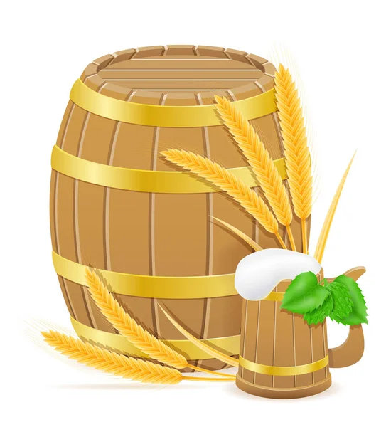 Lúpulo e ingredientes de trigo para fazer ilustração vetorial de cerveja — Vetor de Stock