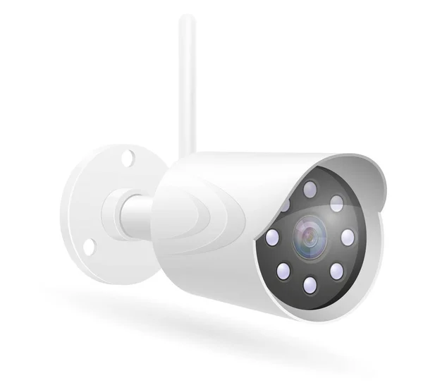 Videocamera di sorveglianza sistema di sicurezza domestica vettoriale illustrati — Vettoriale Stock