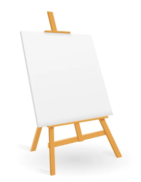 Cavalletto in legno per dipingere e disegnare con un foglio bianco di carta — Vettoriale Stock