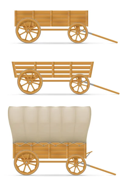 Holzwagen für Pferdevektorillustration — Stockvektor