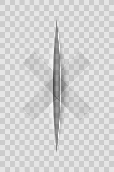 背景に透明感のあるデザインベクトルイラストが描かれたナイフで現実的な紙切り — ストックベクタ