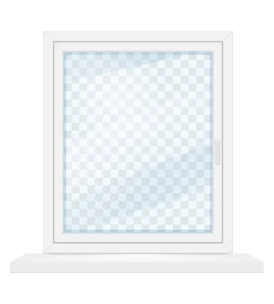 Ventana Plástico Transparente Blanco Con Ilustración Vectores Alféizar Ventana Aislada — Vector de stock