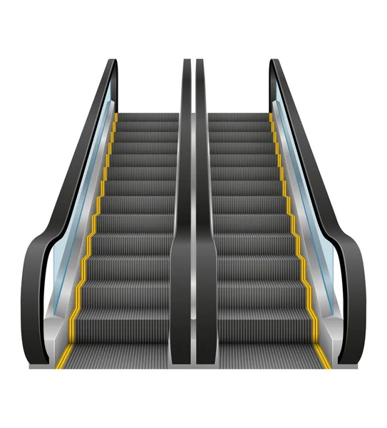 Ilustração Moderna Realista Vetor Escada Rolante Isolada Fundo Branco — Vetor de Stock