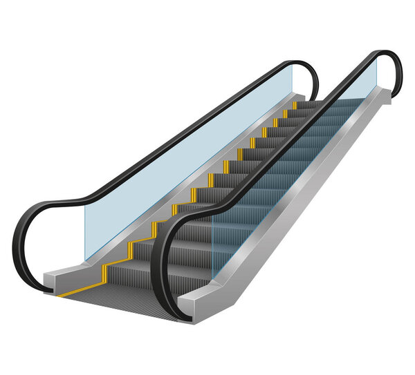 realistic modern escalator vector illustration isolated on white background