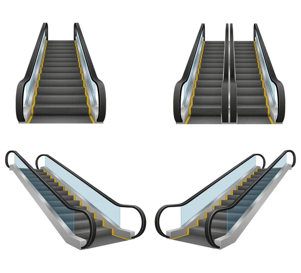 Ilustración Moderna Realista Del Vector Escalera Mecánica Aislada Sobre Fondo — Vector de stock