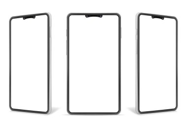 gerçekçi akıllı telefon boş tasarım vektörü çizimi için beyaz arkaplanda izole edilmiş cep telefonu maketi