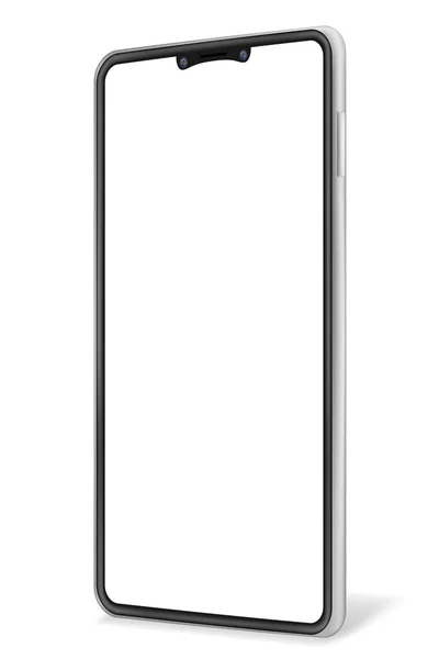 現実的なスマートフォンのブランクモックアップ携帯電話のデザインベクトル図白の背景に隔離 — ストックベクタ