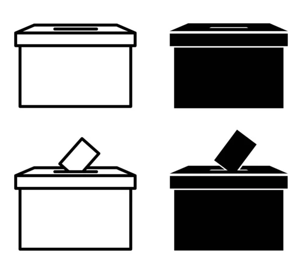 Szavazóurna Választási Szavazási Készlet Fekete Ikonok Vektor Illusztráció Elszigetelt Fehér — Stock Vector