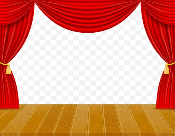Theater Stage Hall Red Curtains Vector Illustration Isolated Transparent Background — Stock Vector