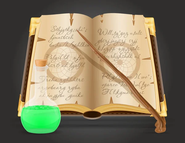Μαγικά Αντικείμενα Για Μαγεία Εικονογράφηση Διάνυσμα Μάγισσα Απομονώνονται Μαύρο Φόντο — Διανυσματικό Αρχείο