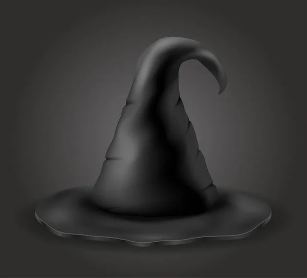 Magie Chapeau Sorcière Illustration Vectorielle Isolé Sur Fond Noir — Image vectorielle