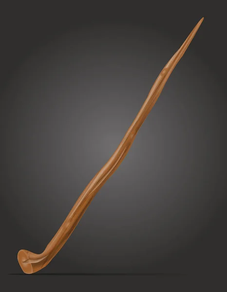 木製魔女魔法の杖ベクトル図黒の背景に隔離 — ストックベクタ