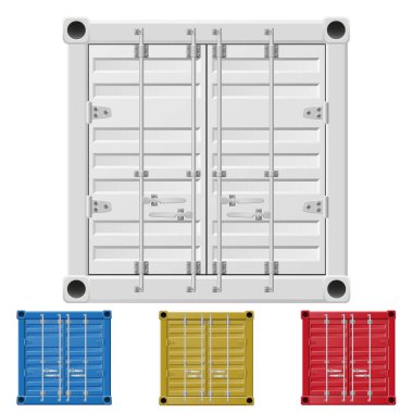 Uzun mesafe ticari taşımacılık için metal kargo konteynırı beyaz arka planda izole edilmiş deniz veya demiryolu karikatür stok vektör ilülasyonu