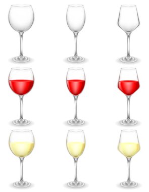 transparent glass for wine and low alcohol drinks cartoon stock vector illustration isolated on background