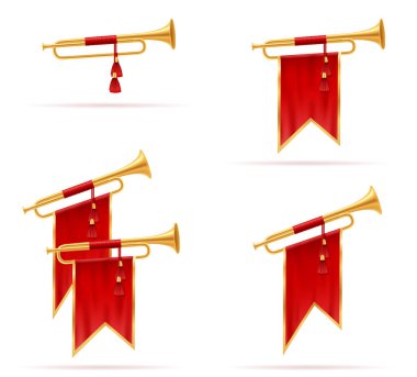 Kraliyet kralı altın boynuz trompet karikatür stok vektör illüstrasyonu beyaz arka planda izole