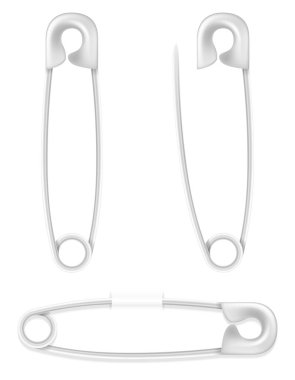 Metal güvenlik iğnesi, beyaz arkaplanda izole edilmiş hisse senedi vektör çizimi