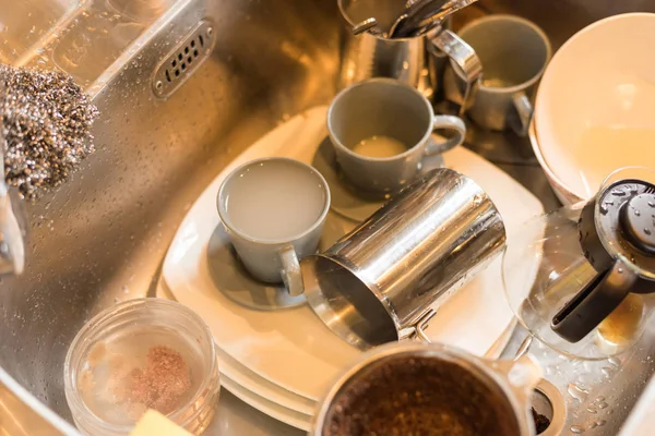 Dirty Dishes Kitchen Sink Home — Stock Photo, Image