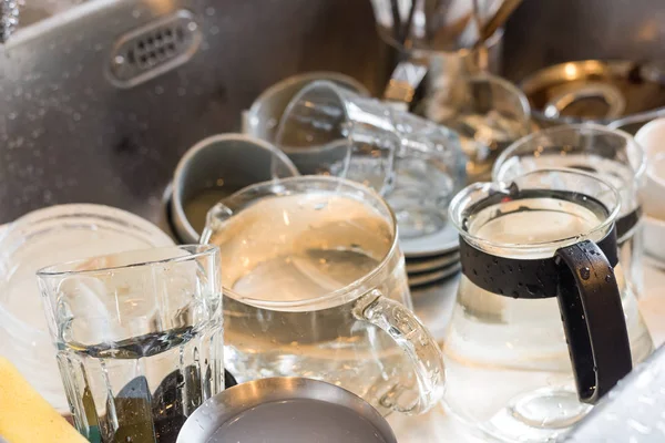 Vaisselle Sale Dans Évier Cuisine Maison — Photo