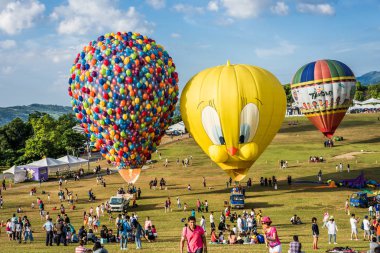 Taitung, Tayvan - 6 Ağustos 2018: Tayvan uluslararası balon Festivali Luye highland