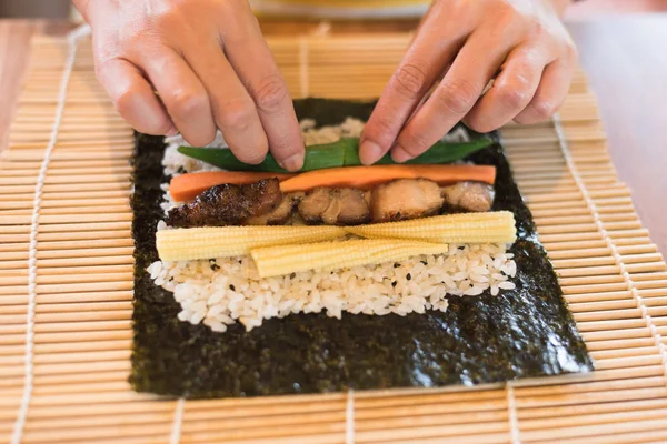 Pregătiți Faceți Sushi Casă Masă Acasă — Fotografie, imagine de stoc