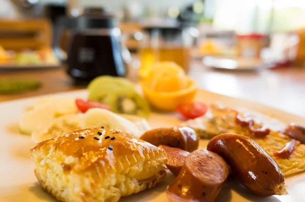 Delicioso Café Manhã Mesa Pela Manhã — Fotografia de Stock