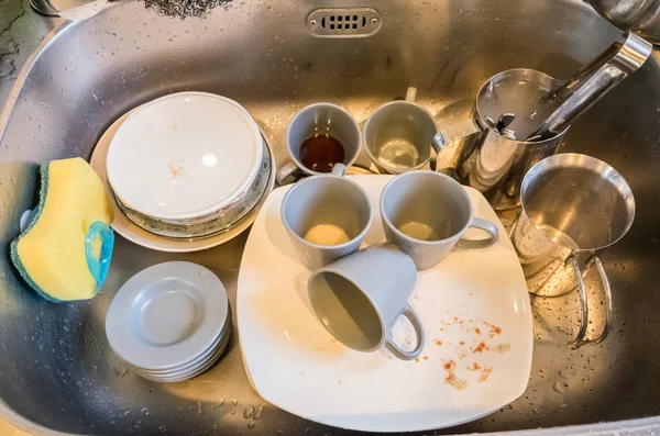 Dirty Dishes Kitchen Sink Home — Stock Photo, Image