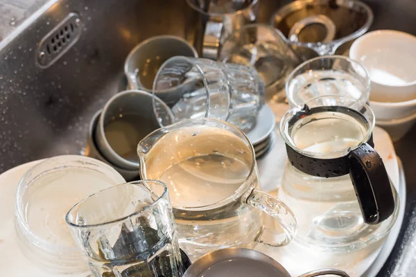 Dirty Dishes Kitchen Sink Home — Stock Photo, Image