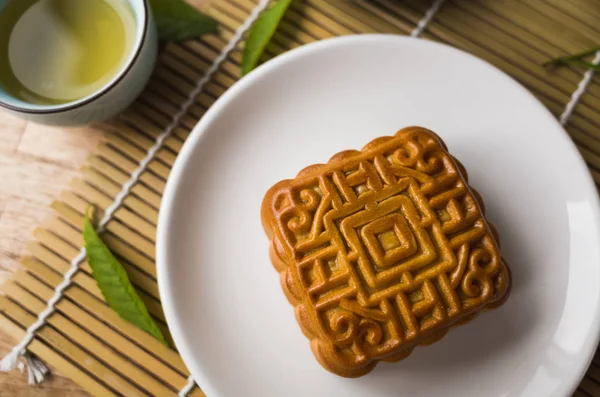 Chinese Mid Autumn Festival Food Mooncake Tea — Stock Photo, Image