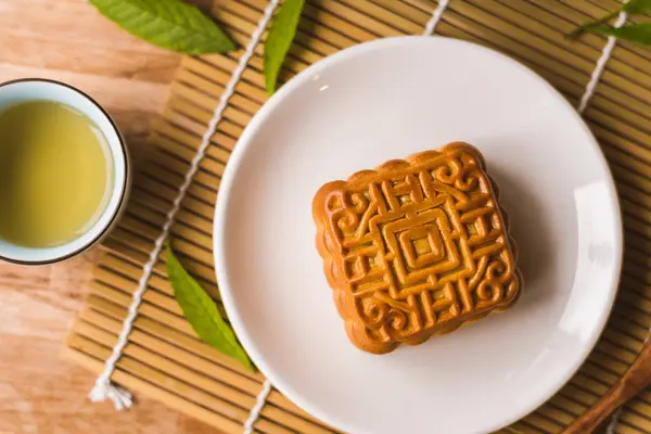 Chinese Mid Autumn Festival Food Mooncake Tea — Stock Photo, Image