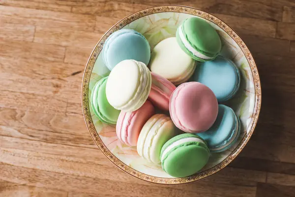 Imagen Primer Plano Macarons Mesa — Foto de Stock