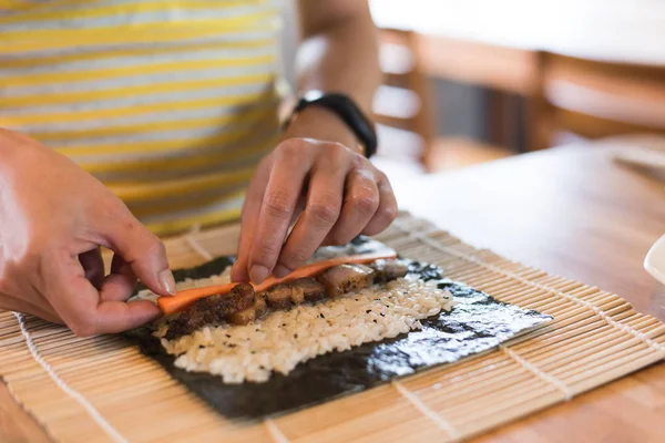 Pregătiți Faceți Sushi Casă Masă Acasă — Fotografie, imagine de stoc