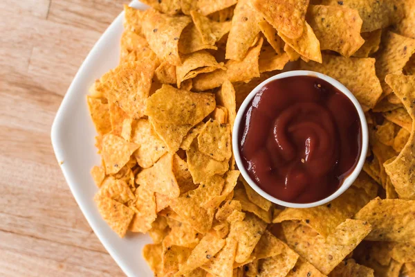 Yellow Mexican Nachos Chips Table — Stock Photo, Image