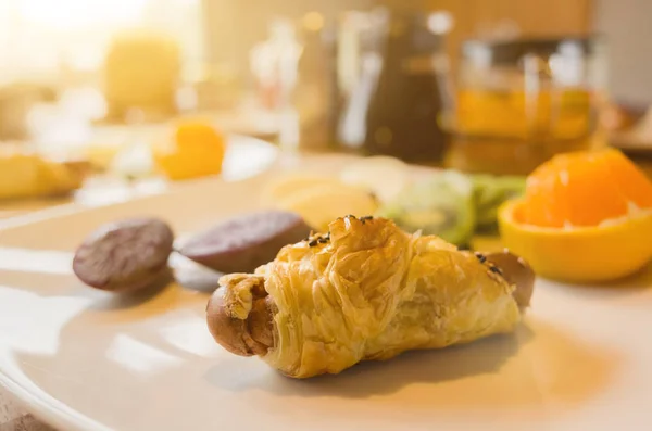 Frühstück Auf Dem Tisch Morgen — Stockfoto