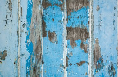 eski ahşap çit arka plan mavi arka planda boyalı