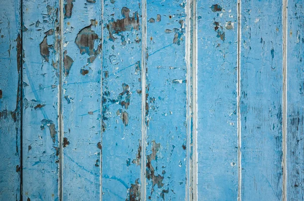 Alten Hölzernen Zaun Hintergrund Blauem Hintergrund Gemalt — Stockfoto