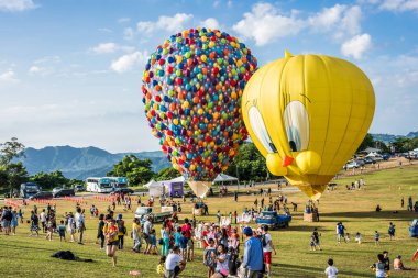 Taitung, Tayvan - 6 Ağustos 2018: Tayvan uluslararası balon Festivali Luye highland