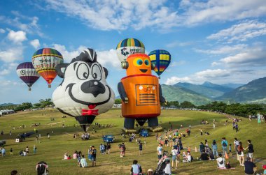 Taitung, Tayvan - 6 Ağustos 2018: Tayvan uluslararası balon Festivali Luye highland