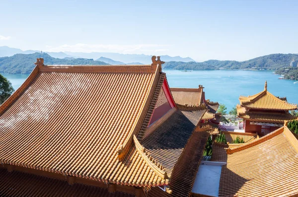 Traditionellt Tak Vid Wenwu Tempel Sun Moon Lake Taiwan — Stockfoto
