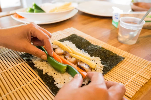 Homemade sushi on table — Stock Photo, Image