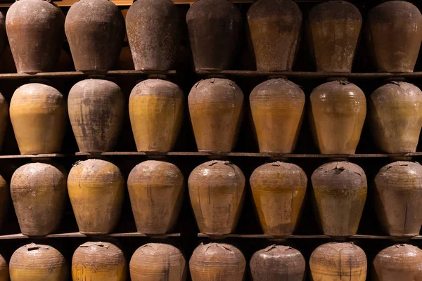 Rows of fermented alcoholic beverage — Stock Photo, Image