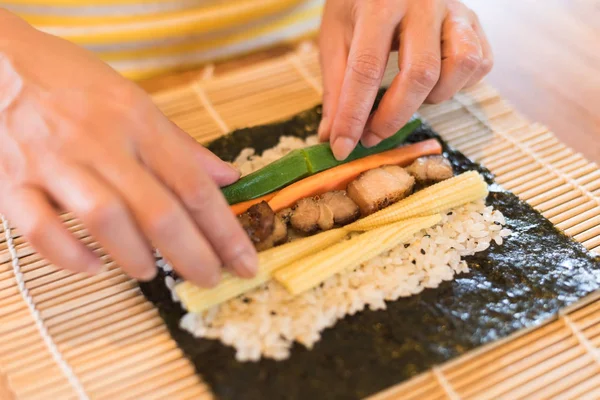 Homemade sushi on table — Stock Photo, Image
