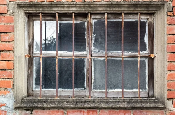 Old window on red brick wall — Stock Photo, Image