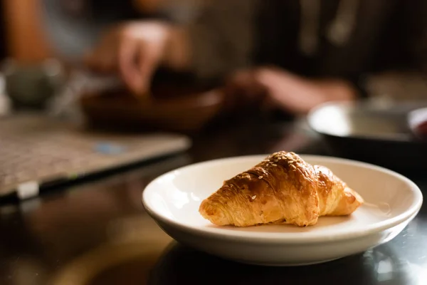 Afternoon snacks of croissant — Stock Photo, Image