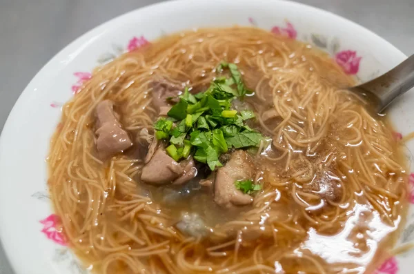 Taiwan snack of thin noodles with pork intestine