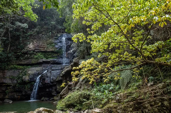 Vattenfall med sjön i den tropiska skogen — Stockfoto