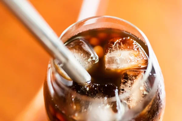 pearl milk tea on glass with stainless steel straw