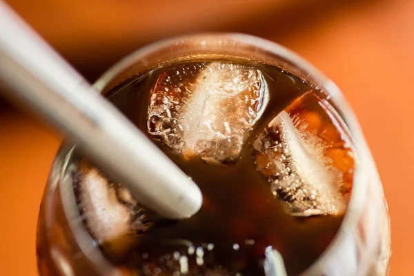 pearl milk tea on glass with stainless steel straw