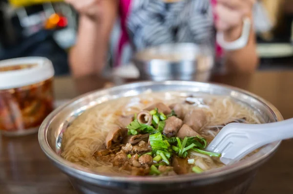 Taiwan snack of thin noodles with pork intestine