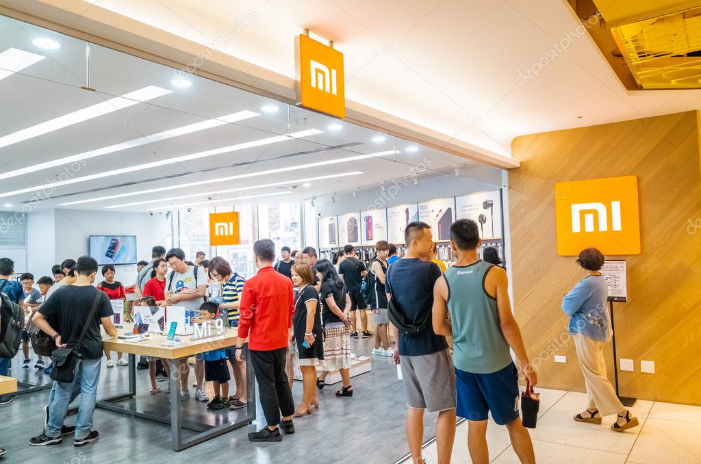 Taipei, Taiwan - August 17th, 2019: famous electronic branding of Xiaomi store in Taipei, Taiwan, Asia